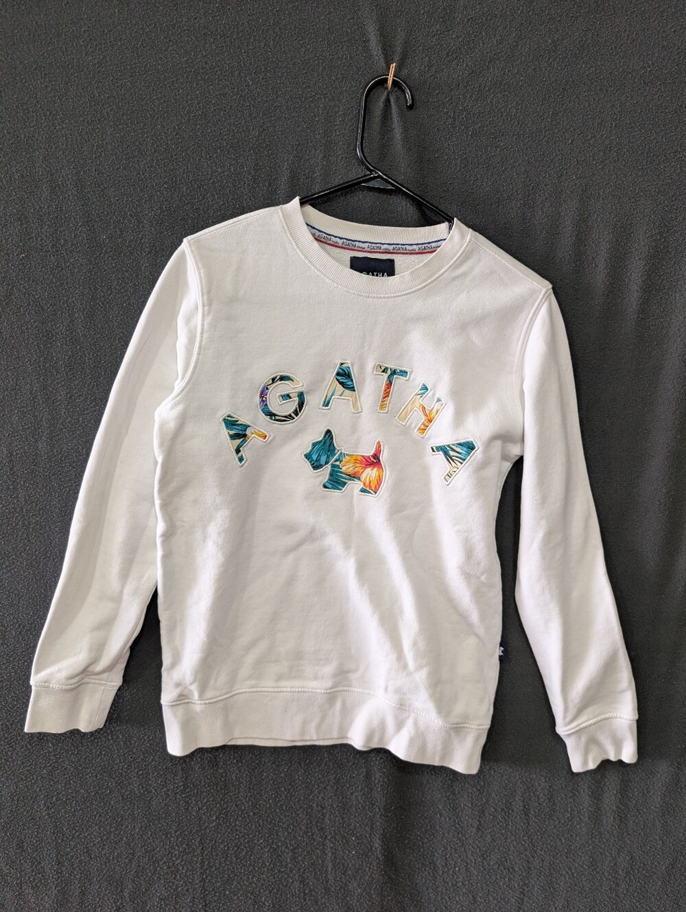 Agatha Paris Scottie White Crewneck Sweatshirt - Women's Size M